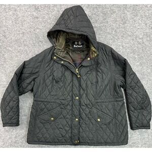 Barbour Women's Black Quilted Plaid Lined Jacket sz 2X (15745)